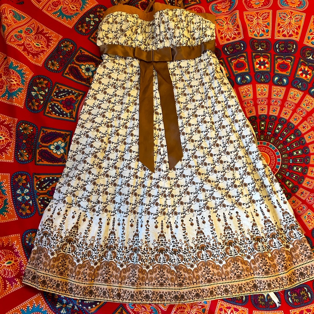 & Other Stories Brown and Cream Mini Dress